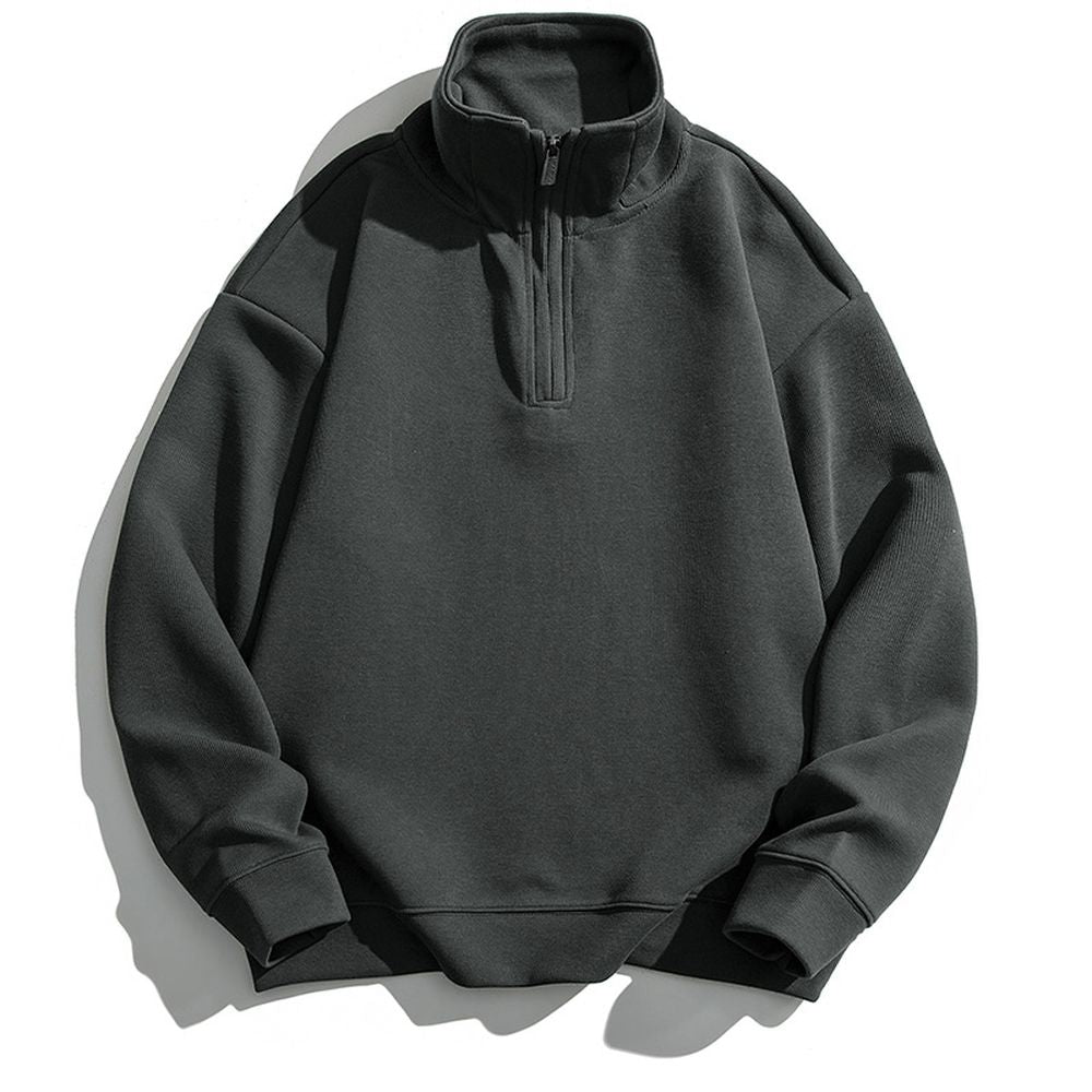 Men's Half Turtleneck Zipper Winter Fleece Casual Loose Hoodie