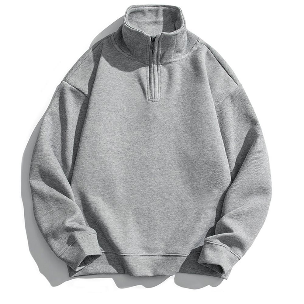 Men's Half Turtleneck Zipper Winter Fleece Casual Loose Hoodie