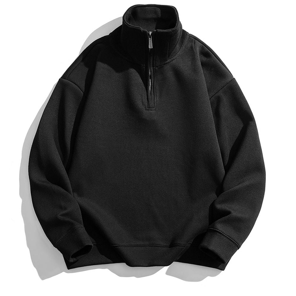 Men's Half Turtleneck Zipper Winter Fleece Casual Loose Hoodie