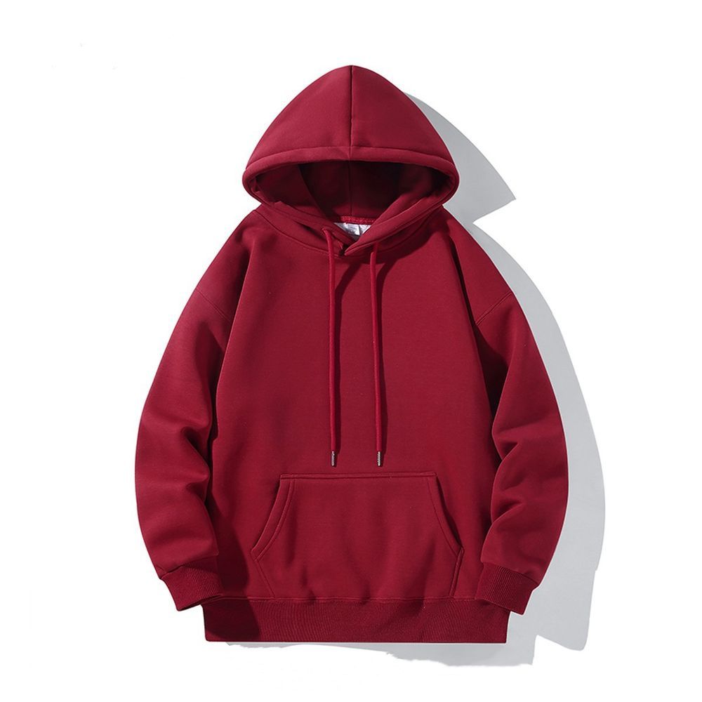 Unisex Retro Street Solid Color Thickened Loose Outfit Hooded