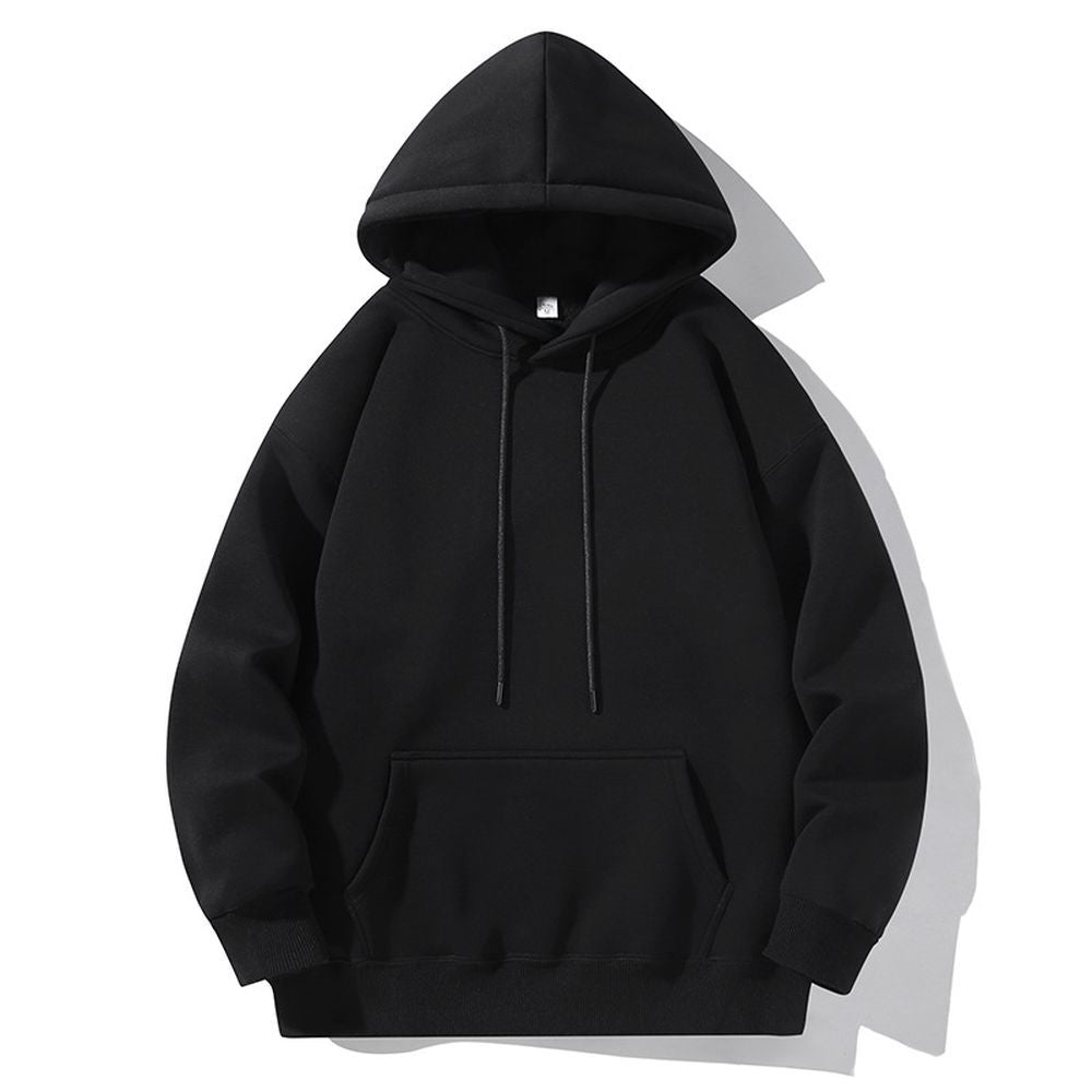 Unisex Retro Street Solid Color Thickened Loose Outfit Hooded