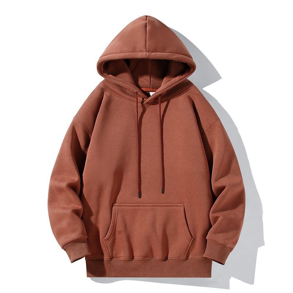 Unisex Retro Street Solid Color Thickened Loose Outfit Hooded