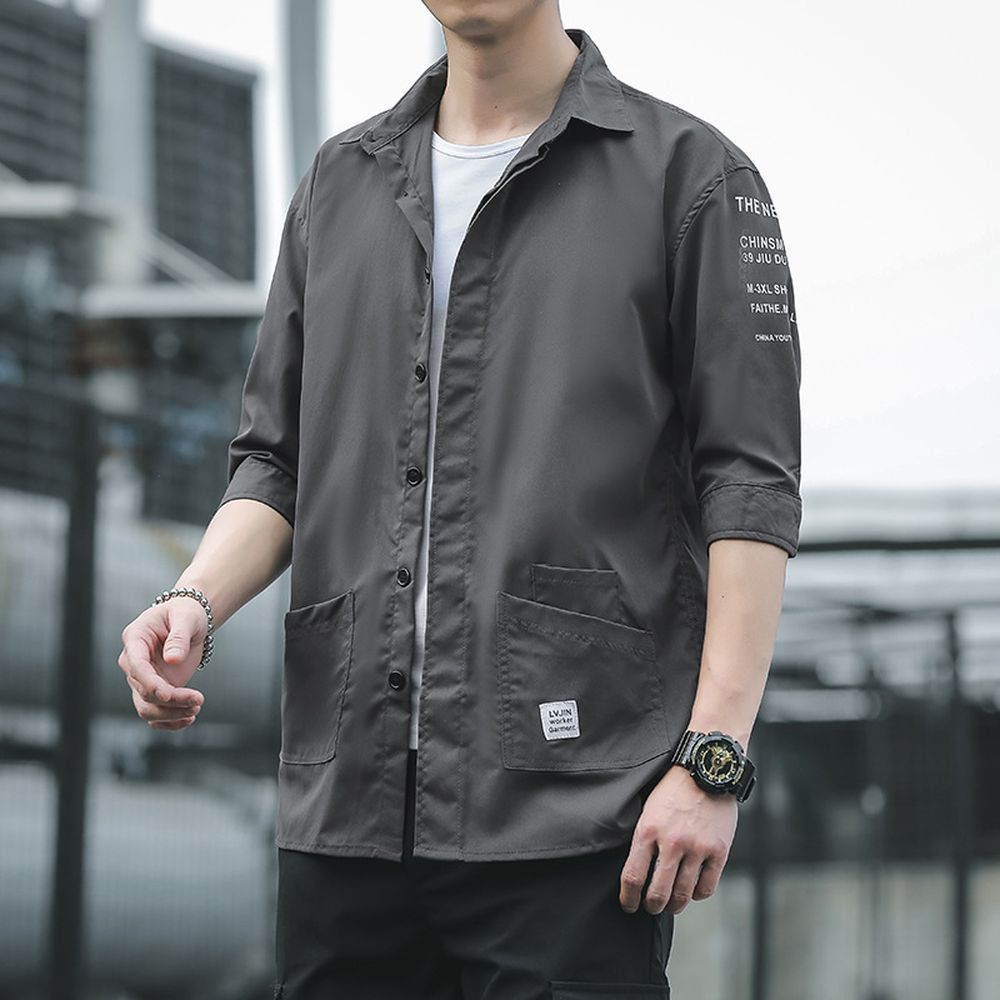 Men's Loose Casual Three Quarter Sleeve Shirt