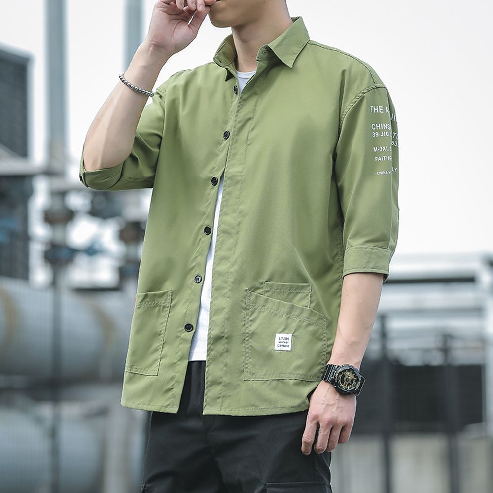 Men's Loose Casual Three Quarter Sleeve Shirt