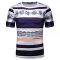 Men's Short-Sleeved Contrast Striped Slim Casual T-Shirt